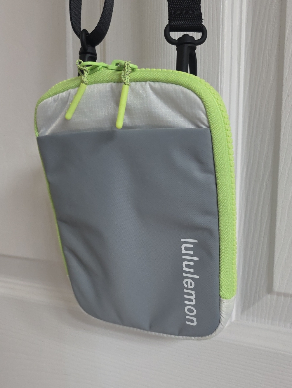 lululemon athletica Grey and Neon Green Crossbody Pouch/Phone Bag